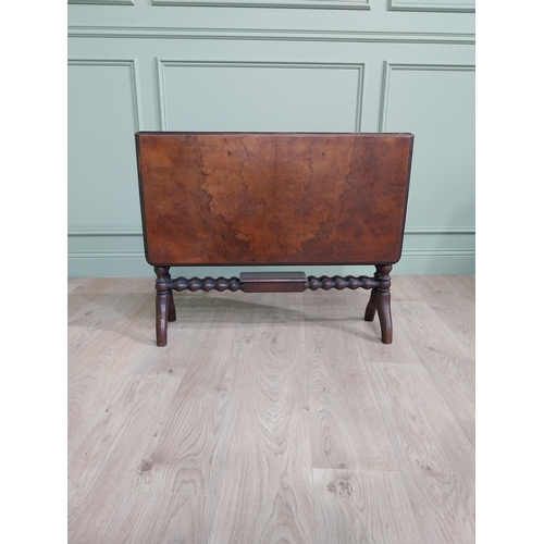 710 - Victorian walnut double drop leaf Pembroke table {71 cm H x 85 cm W x 100 cm D}.