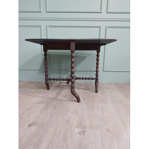 710 - Victorian walnut double drop leaf Pembroke table {71 cm H x 85 cm W x 100 cm D}.