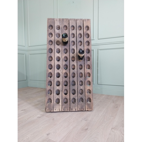 724 - Early 20th C. French oak Champagne rack {148 cm H x 72 cm W x 61 cm D}.