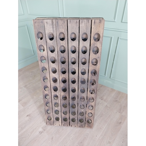 724 - Early 20th C. French oak Champagne rack {148 cm H x 72 cm W x 61 cm D}.