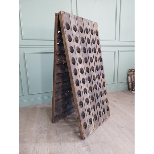 724 - Early 20th C. French oak Champagne rack {148 cm H x 72 cm W x 61 cm D}.