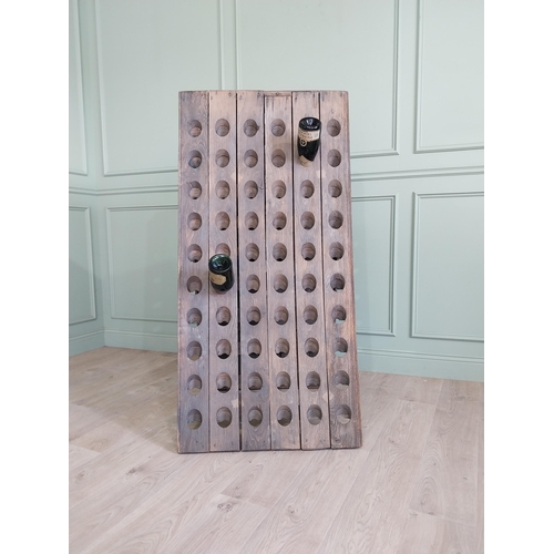 725 - Early 20th C. French oak Champagne rack {148 cm H x 72 cm W x 61 cm D}.