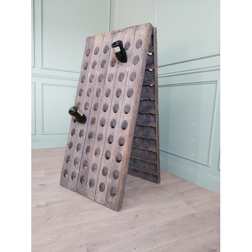 725 - Early 20th C. French oak Champagne rack {148 cm H x 72 cm W x 61 cm D}.