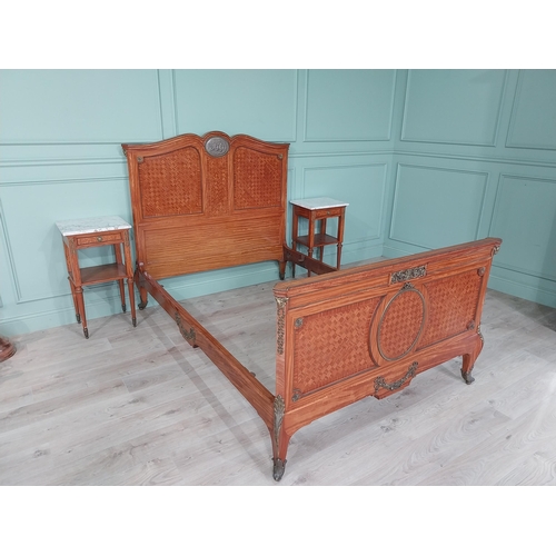 730 - 19th C. French satinwood bed with ormolu mounts raised on cariole legs {140 cm H x 145 cm W x 209 cm... 