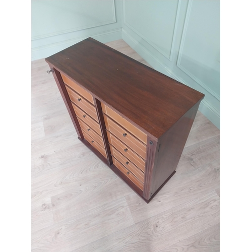 734 - Early 20th C. French mahogany and leather bound office drawers {77 H x 77 cm D x 31 cm D}.