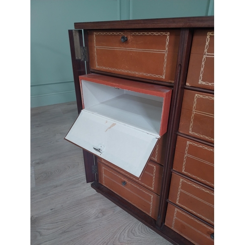 734 - Early 20th C. French mahogany and leather bound office drawers {77 H x 77 cm D x 31 cm D}.