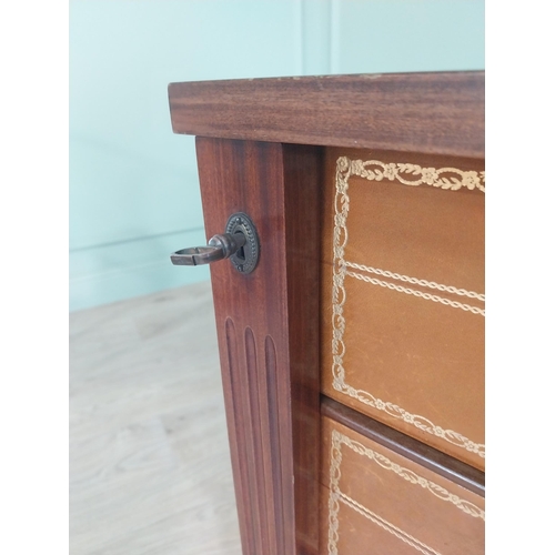 734 - Early 20th C. French mahogany and leather bound office drawers {77 H x 77 cm D x 31 cm D}.