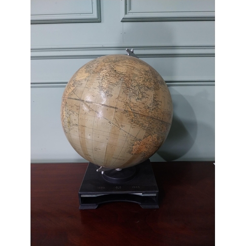 735 - Early 20th C. Philips library globe mounted on Bakelite stand {48 cm H x 33 cm Dia.}.