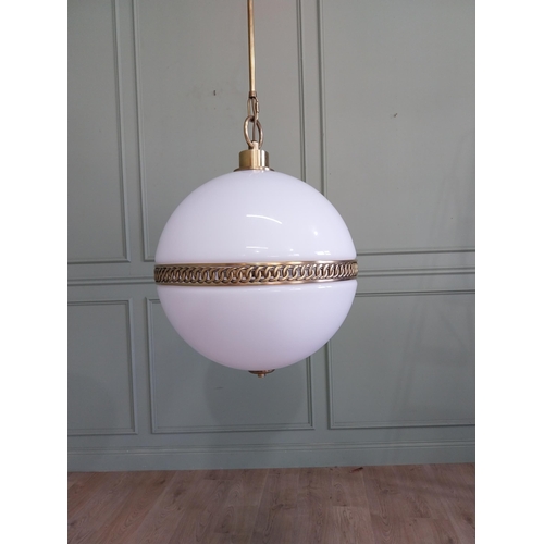 736 - Exceptional quality Ralph Lauren brass and opaline glass hanging globe lantern RRP �2500 {130 cm H x... 