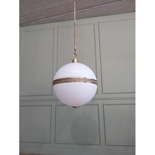 736 - Exceptional quality Ralph Lauren brass and opaline glass hanging globe lantern RRP �2500 {130 cm H x... 