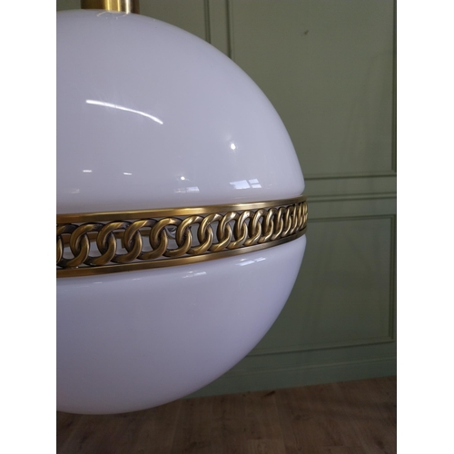 736 - Exceptional quality Ralph Lauren brass and opaline glass hanging globe lantern RRP �2500 {130 cm H x... 