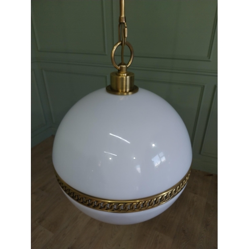 736 - Exceptional quality Ralph Lauren brass and opaline glass hanging globe lantern RRP �2500 {130 cm H x... 