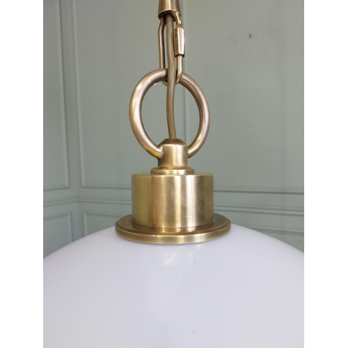 736 - Exceptional quality Ralph Lauren brass and opaline glass hanging globe lantern RRP �2500 {130 cm H x... 