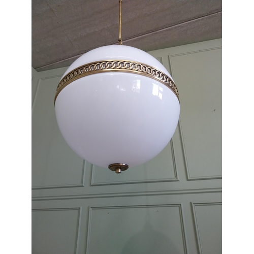 736 - Exceptional quality Ralph Lauren brass and opaline glass hanging globe lantern RRP �2500 {130 cm H x... 