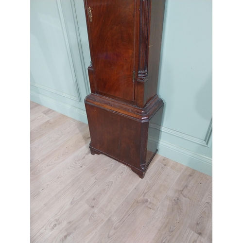 741 - Georgian mahogany swan neck Grandfather clock with engraved brass dial by Irvine {230 cm H x 50 cm W... 