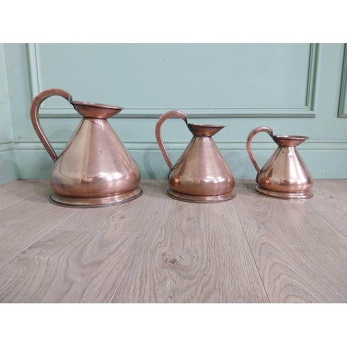 745 - Set of three 19th C. graduated copper measures {30 cm H x 30 cm W x 23 cm D and 20 cm H x 20 cm W x ... 