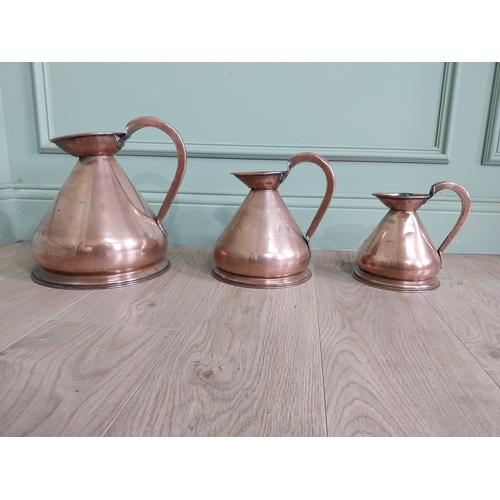 745 - Set of three 19th C. graduated copper measures {30 cm H x 30 cm W x 23 cm D and 20 cm H x 20 cm W x ... 