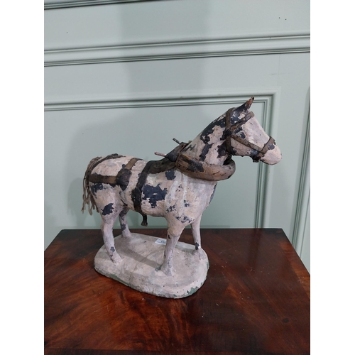 753 - 19th C. painted terracotta statuette of a Horse {33 cm H x 36 cm W x 16 cm D}.