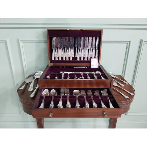 760 - Viners fine silverplated tableware set in mahogany case with brass mounts {18 cm H x 51 cm W x 33 cm... 