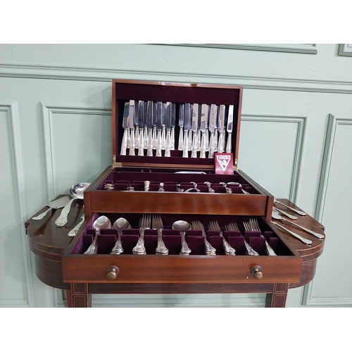 760 - Viners fine silverplated tableware set in mahogany case with brass mounts {18 cm H x 51 cm W x 33 cm... 