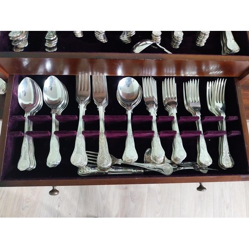 760 - Viners fine silverplated tableware set in mahogany case with brass mounts {18 cm H x 51 cm W x 33 cm... 