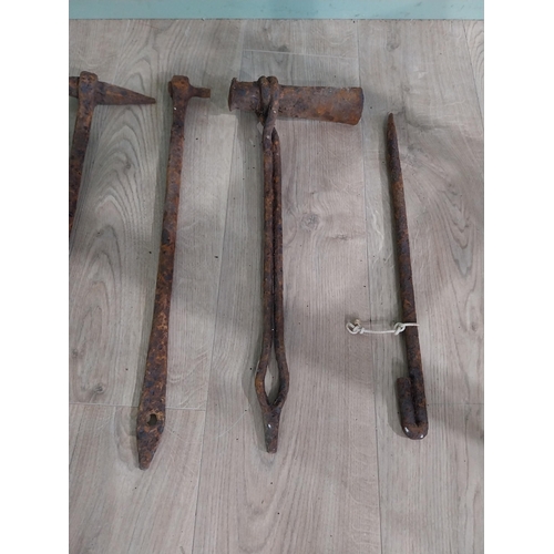 765 - Collection of 19th C. wrought iron black smiths tools.