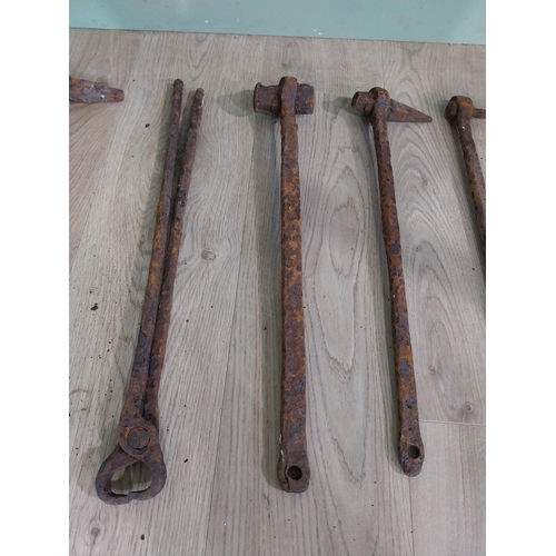 765 - Collection of 19th C. wrought iron black smiths tools.