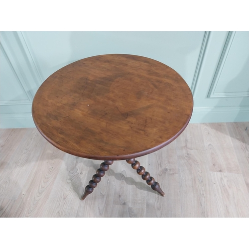 768 - 19th C. walnut bobbin wine table {65 cm H x 56 cm Dia.}.