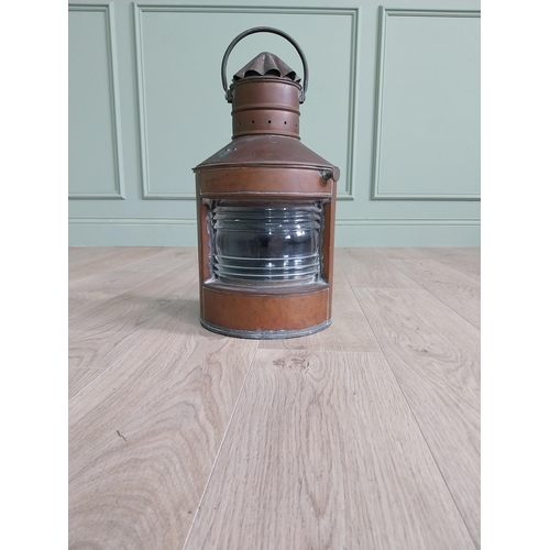 77 - Early 20th C. copper Ship's lantern. {53 cm H x 30 cm W x 30 cm D}.