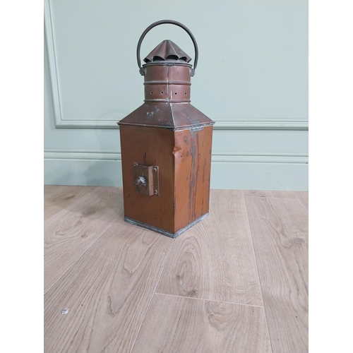 77 - Early 20th C. copper Ship's lantern. {53 cm H x 30 cm W x 30 cm D}.