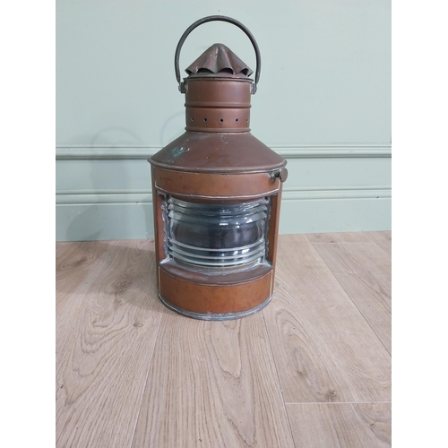 77 - Early 20th C. copper Ship's lantern. {53 cm H x 30 cm W x 30 cm D}.