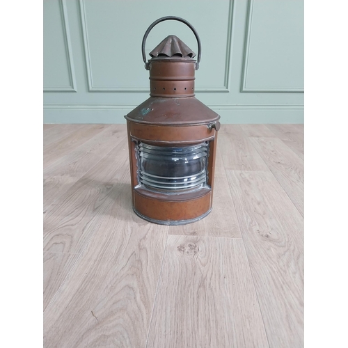 77 - Early 20th C. copper Ship's lantern. {53 cm H x 30 cm W x 30 cm D}.