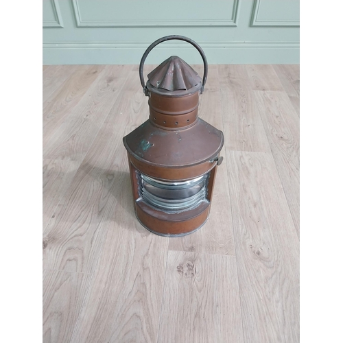 77 - Early 20th C. copper Ship's lantern. {53 cm H x 30 cm W x 30 cm D}.