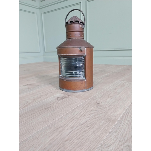 77 - Early 20th C. copper Ship's lantern. {53 cm H x 30 cm W x 30 cm D}.