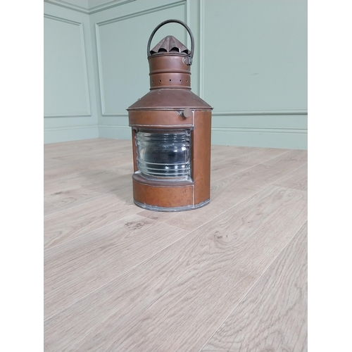 77 - Early 20th C. copper Ship's lantern. {53 cm H x 30 cm W x 30 cm D}.