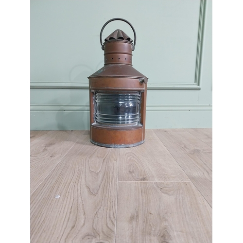 77 - Early 20th C. copper Ship's lantern. {53 cm H x 30 cm W x 30 cm D}.