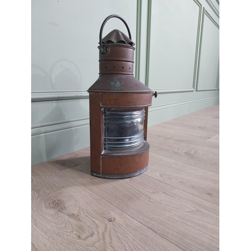 77 - Early 20th C. copper Ship's lantern. {53 cm H x 30 cm W x 30 cm D}.