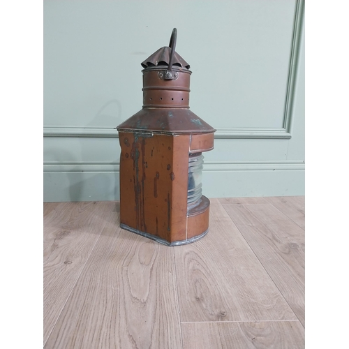 77 - Early 20th C. copper Ship's lantern. {53 cm H x 30 cm W x 30 cm D}.