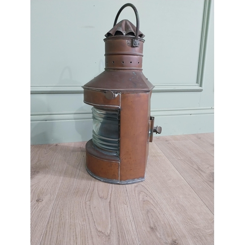 77 - Early 20th C. copper Ship's lantern. {53 cm H x 30 cm W x 30 cm D}.