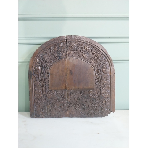 770 - Early 19th C. carved oak R.I.P plaque {48 cm H x 50 cm W}.