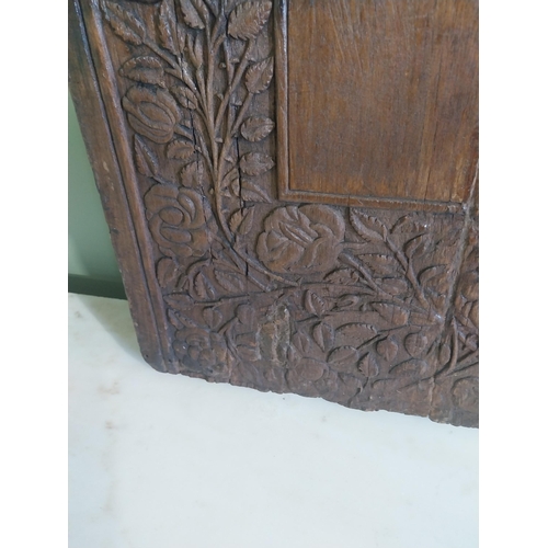 770 - Early 19th C. carved oak R.I.P plaque {48 cm H x 50 cm W}.