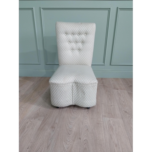 778 - 1950s upholstered bedroom chair {86 cm H x 49 cm W x 60 cm D}.