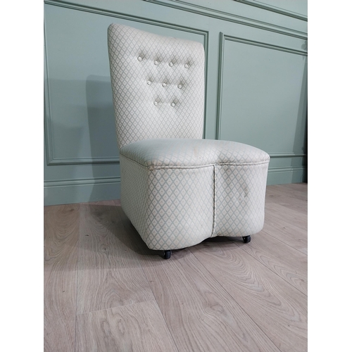 778 - 1950s upholstered bedroom chair {86 cm H x 49 cm W x 60 cm D}.