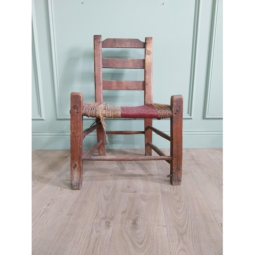 784 - 19th C. Irish pine chair with rope seat raised on square legs {79 cm H x 49 cm W x 46 cm D}.