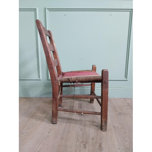 784 - 19th C. Irish pine chair with rope seat raised on square legs {79 cm H x 49 cm W x 46 cm D}.