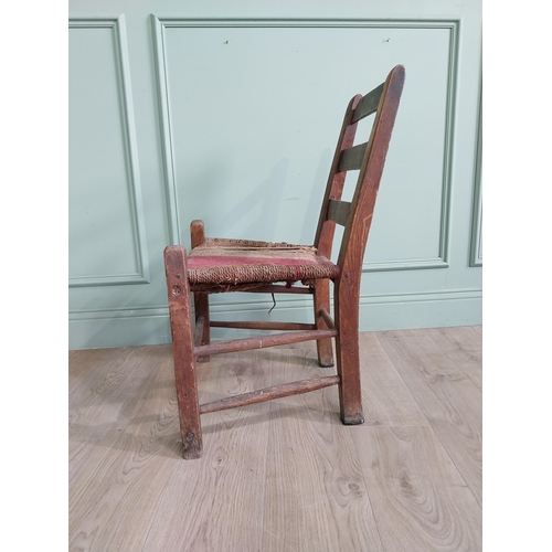 784 - 19th C. Irish pine chair with rope seat raised on square legs {79 cm H x 49 cm W x 46 cm D}.