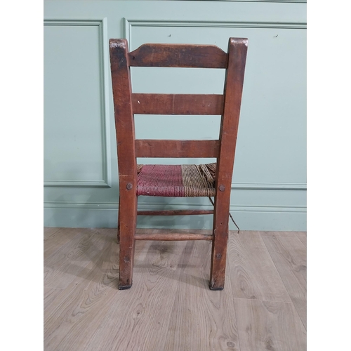 784 - 19th C. Irish pine chair with rope seat raised on square legs {79 cm H x 49 cm W x 46 cm D}.