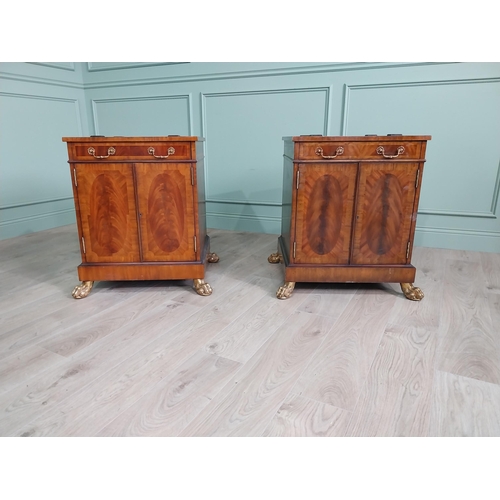 788 - Pair of good quality mahogany side cabinets with single drawer in frieze on gilded lion's paw feet. ... 