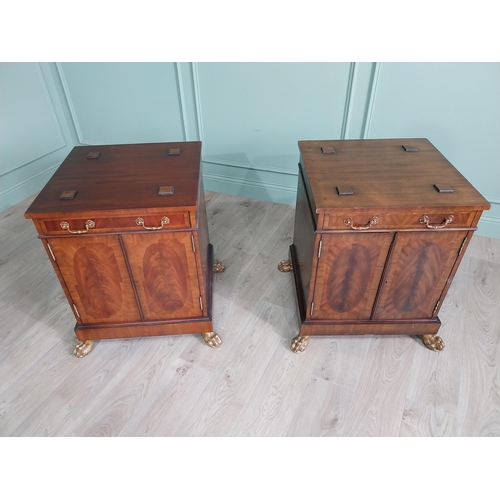 788 - Pair of good quality mahogany side cabinets with single drawer in frieze on gilded lion's paw feet. ... 