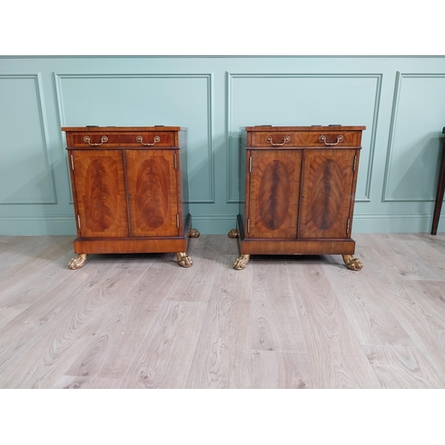 788 - Pair of good quality mahogany side cabinets with single drawer in frieze on gilded lion's paw feet. ... 